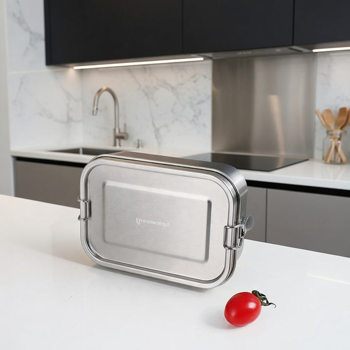 Stainless Steel Bento Lunch Box with Divider – Leakproof Food Storage Container, Reusable Metal Lunch Box for Kids & Adults | 2400 ML