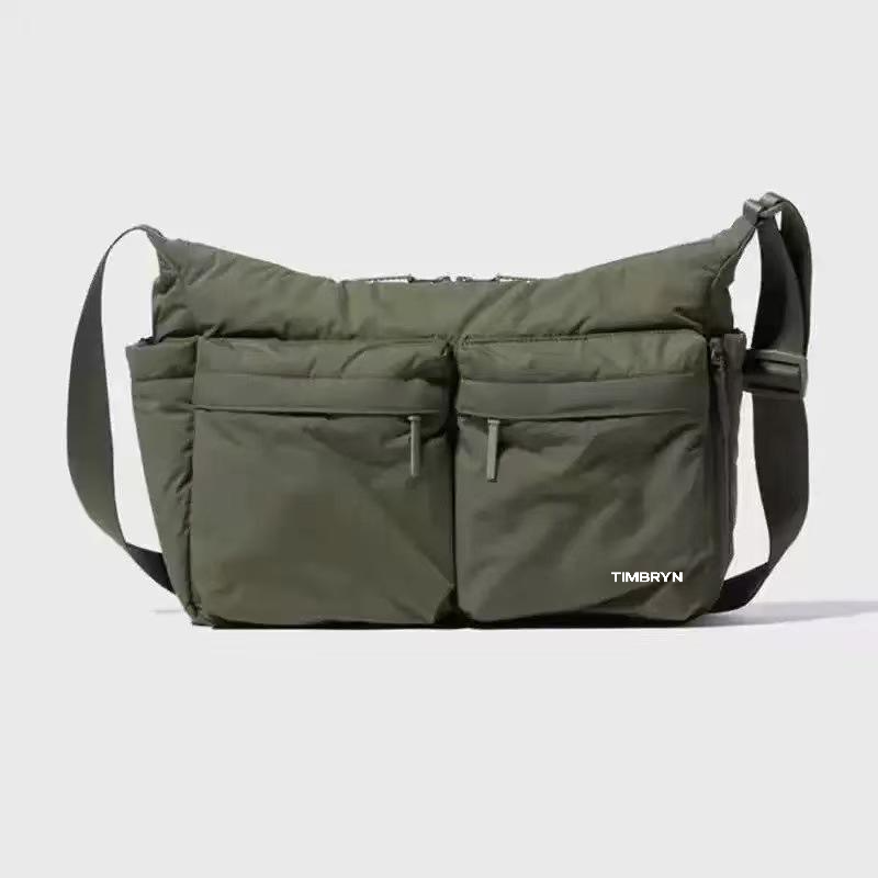 Waterproof Crossbody Sling Bag – Unisex Quilted Nylon Shoulder Bag, Adjustable Strap
