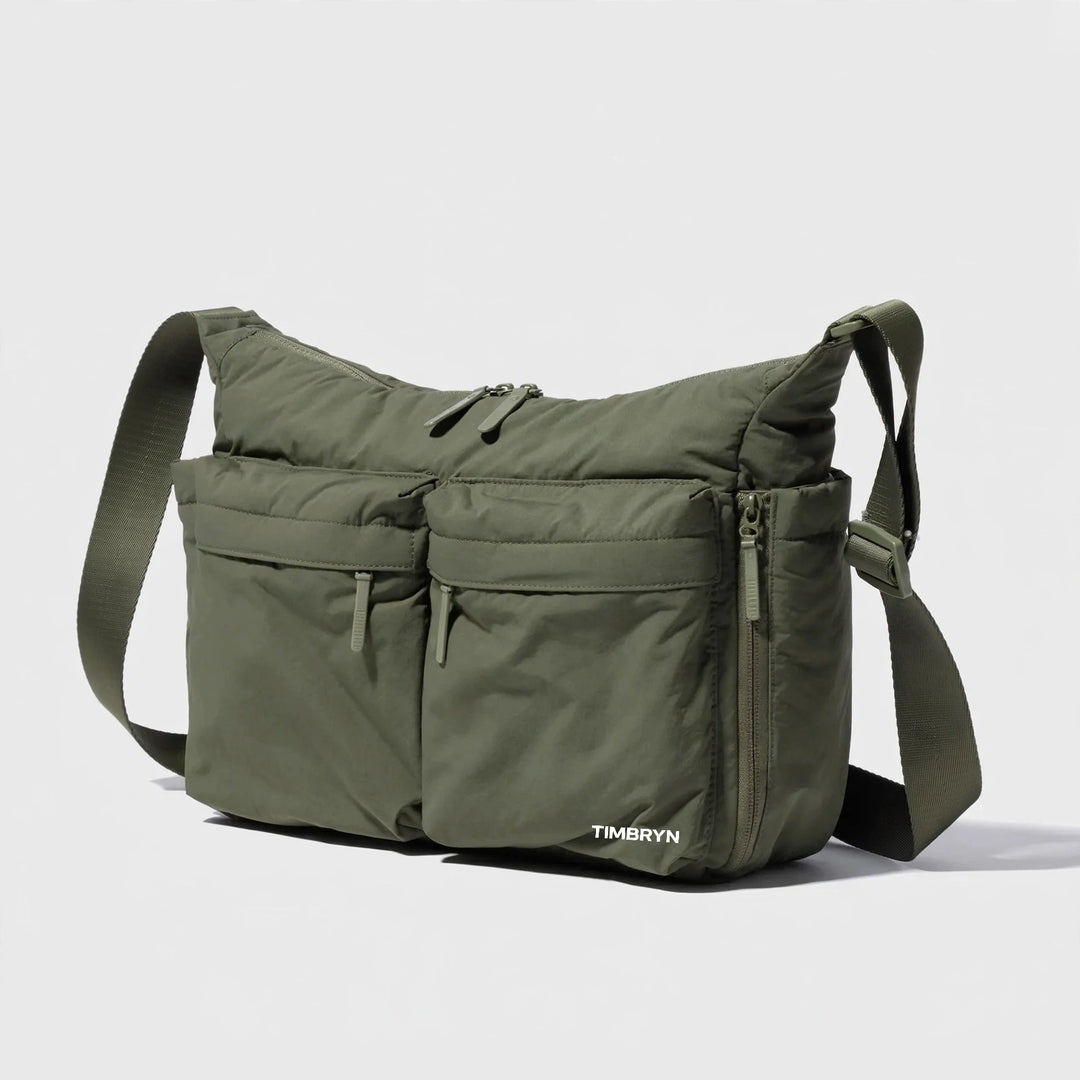 Waterproof Crossbody Sling Bag – Unisex Quilted Nylon Shoulder Bag, Adjustable Strap