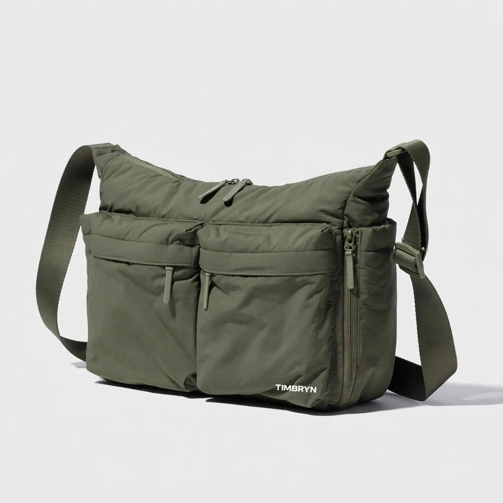 Waterproof Crossbody Sling Bag – Unisex Quilted Nylon Shoulder Bag, Adjustable Strap