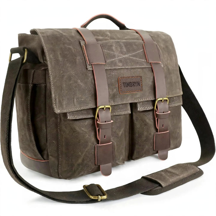 Waxed Canvas Messenger Bag – Vintage Laptop & Shoulder Bag for Work, Travel and Everyday Carry