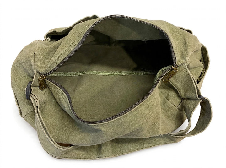 TIMBRYN Olive Green Canvas Shoulder Bag – Multi-Pocket Crossbody Messenger Bag for Everyday Carry & Travel