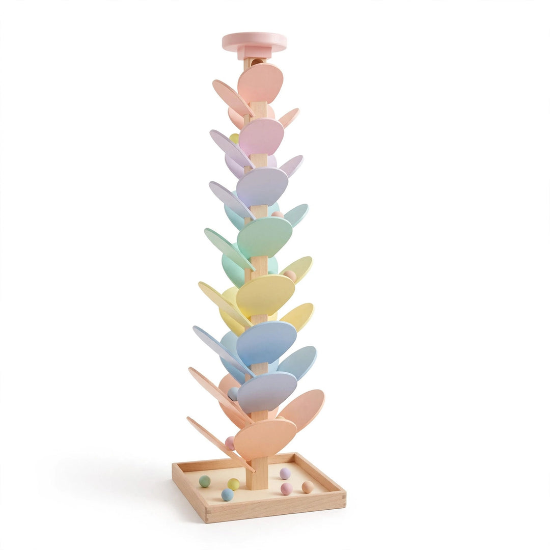Wooden Marble Tree Toy – Macaron Pastel Colors | Montessori Ball Drop Toy