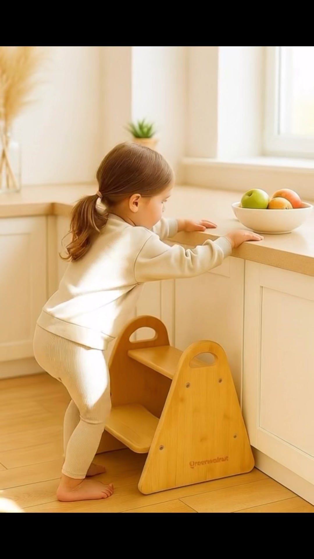Wooden Step Stool for Kids & Adult | Montessori Step Stool for Kids | 2 Step Stool | Helper Stool for Kitchen & Bathroom