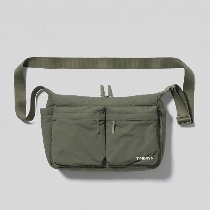 Water-resistant Crossbody Messenger Bag – Unisex Quilted Nylon Shoulder Bag, Adjustable Strap