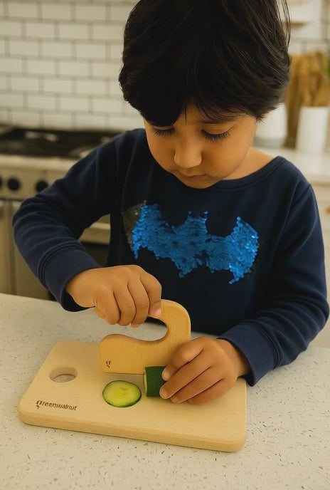 Kids Wooden Knife & Cutting Board | Safe Knife For Children | Wooden Cutter For Children ( Knife + Cutting Board)