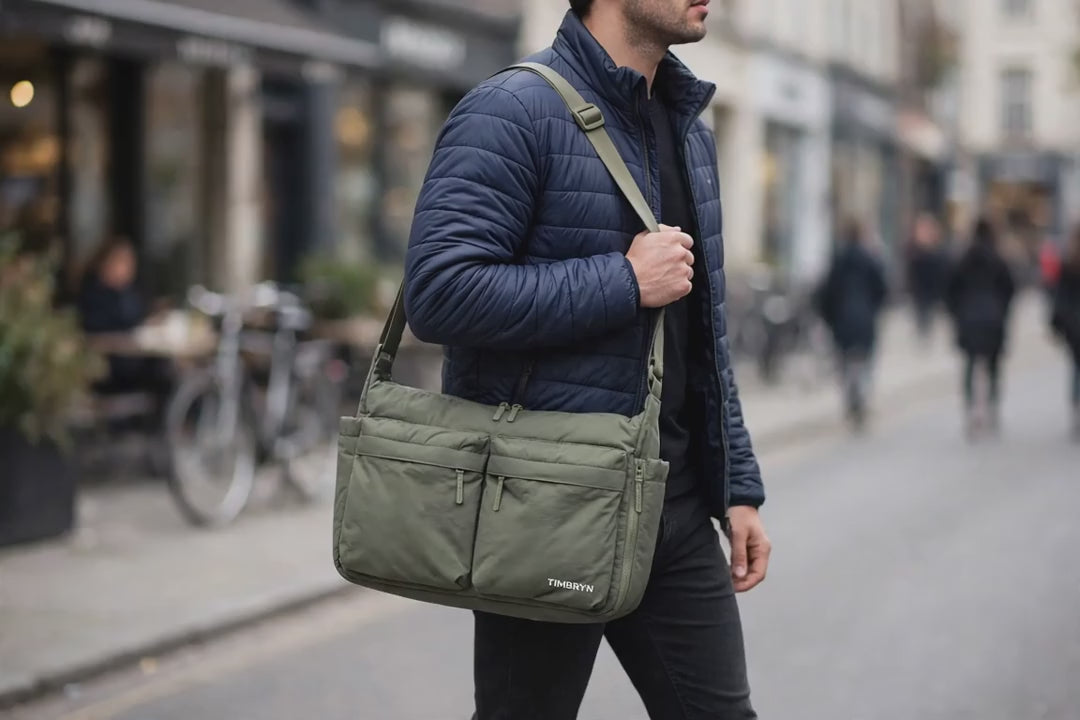 Water-resistant Crossbody Messenger Bag – Unisex Quilted Nylon Shoulder Bag, Adjustable Strap
