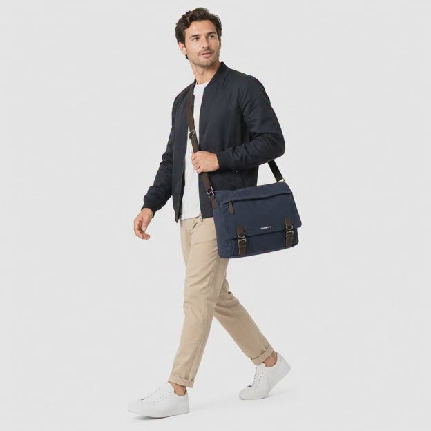 Premium Canvas & Leather Messenger Bag  | Vintage Crossbody Satchel