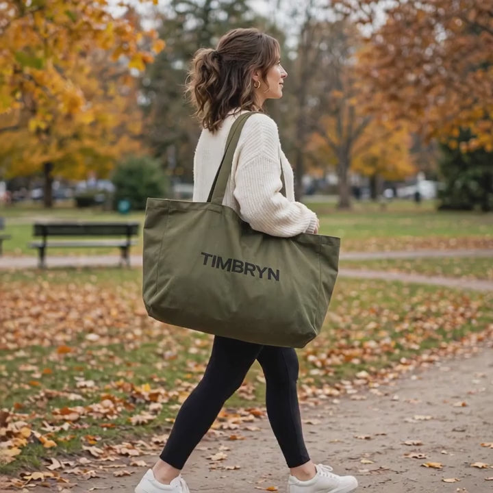 Large Canvas Tote Bag with Zipper & Inner Pocket With Zipper – Everyday Travel, Beach & Shopping Carryall