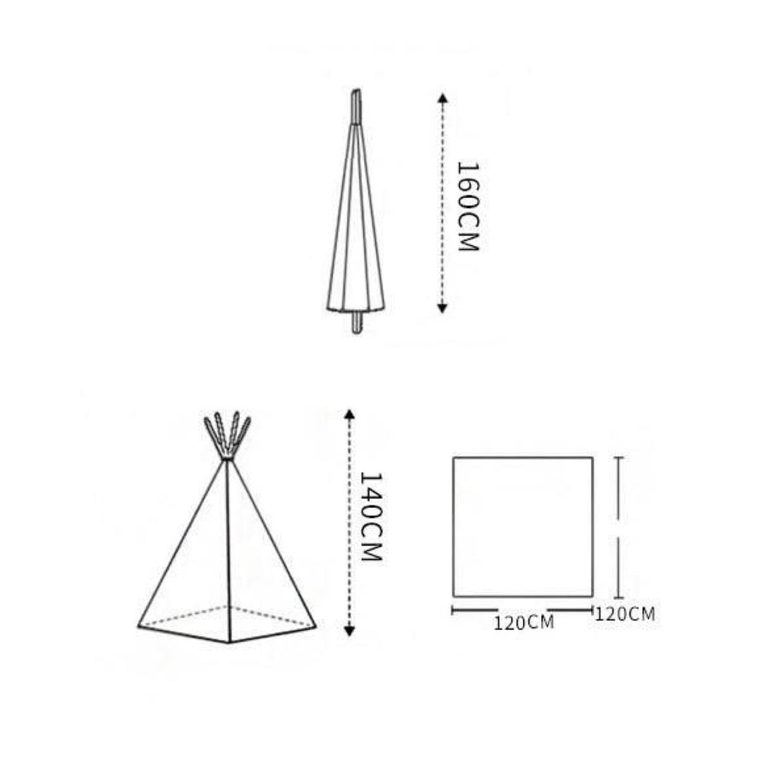 Large Foldable Kids Canvas Teepee Play Tent With Lights  ( White ) - Green Walnut Inc.