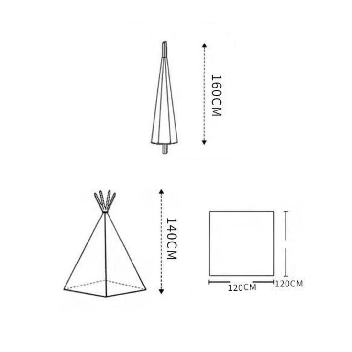 Large Foldable Kids Canvas Teepee Play Tent With Lights  ( White ) - Green Walnut Inc.