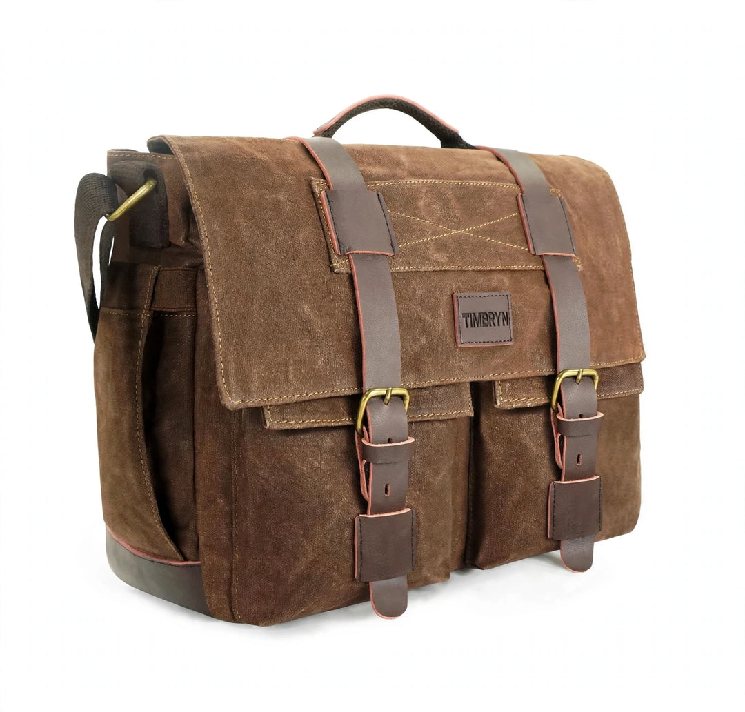 Waxed Canvas Messenger Bag – Vintage Laptop & Shoulder Bag for Work, Travel and Everyday Carry