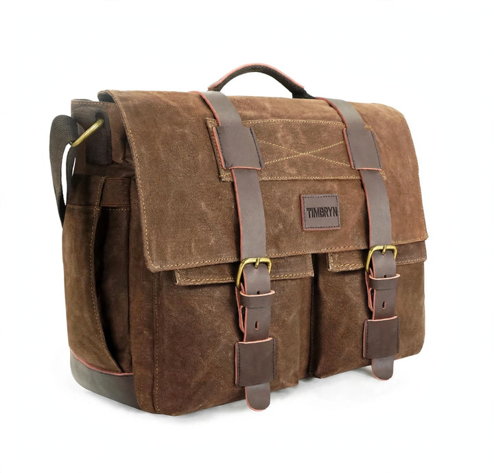 Waxed Canvas Messenger Bag – Vintage Laptop & Shoulder Bag for Work, Travel and Everyday Carry