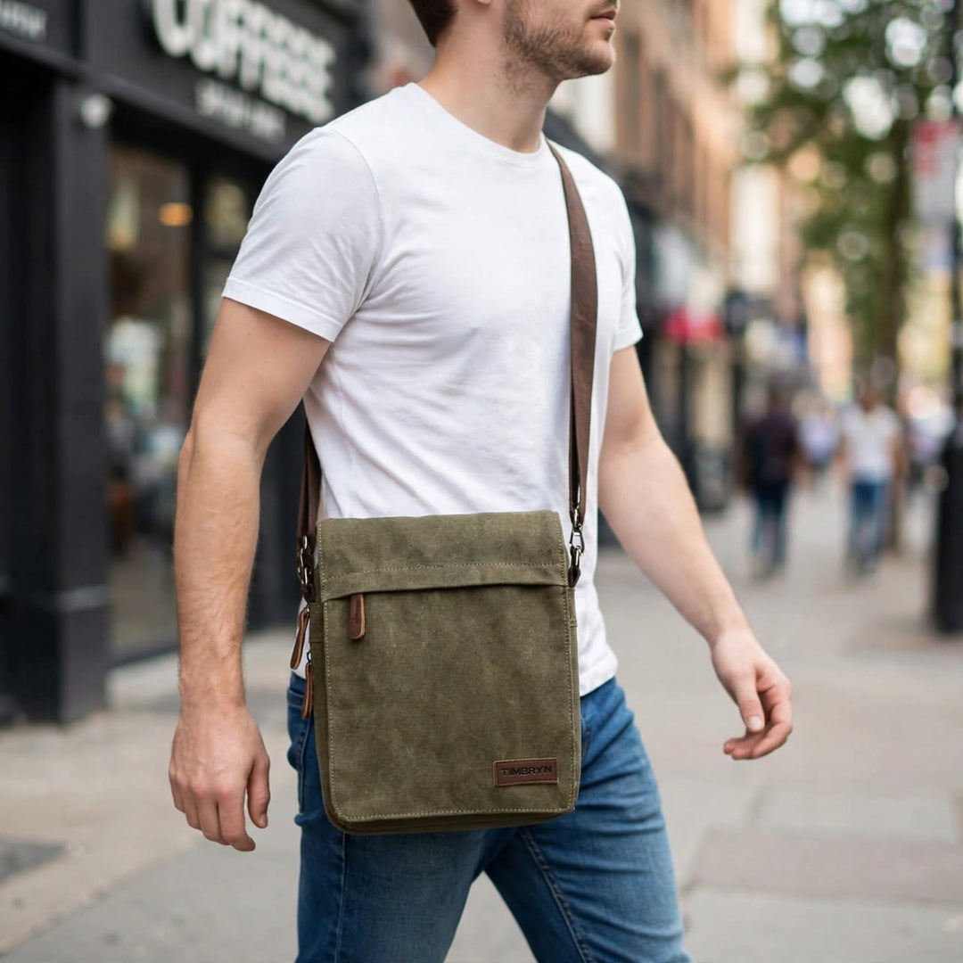 TIMBRYN™ Canvas Satchel  | Compact Crossbody Shoulder Bag with Adjustable Strap & Front Pocket