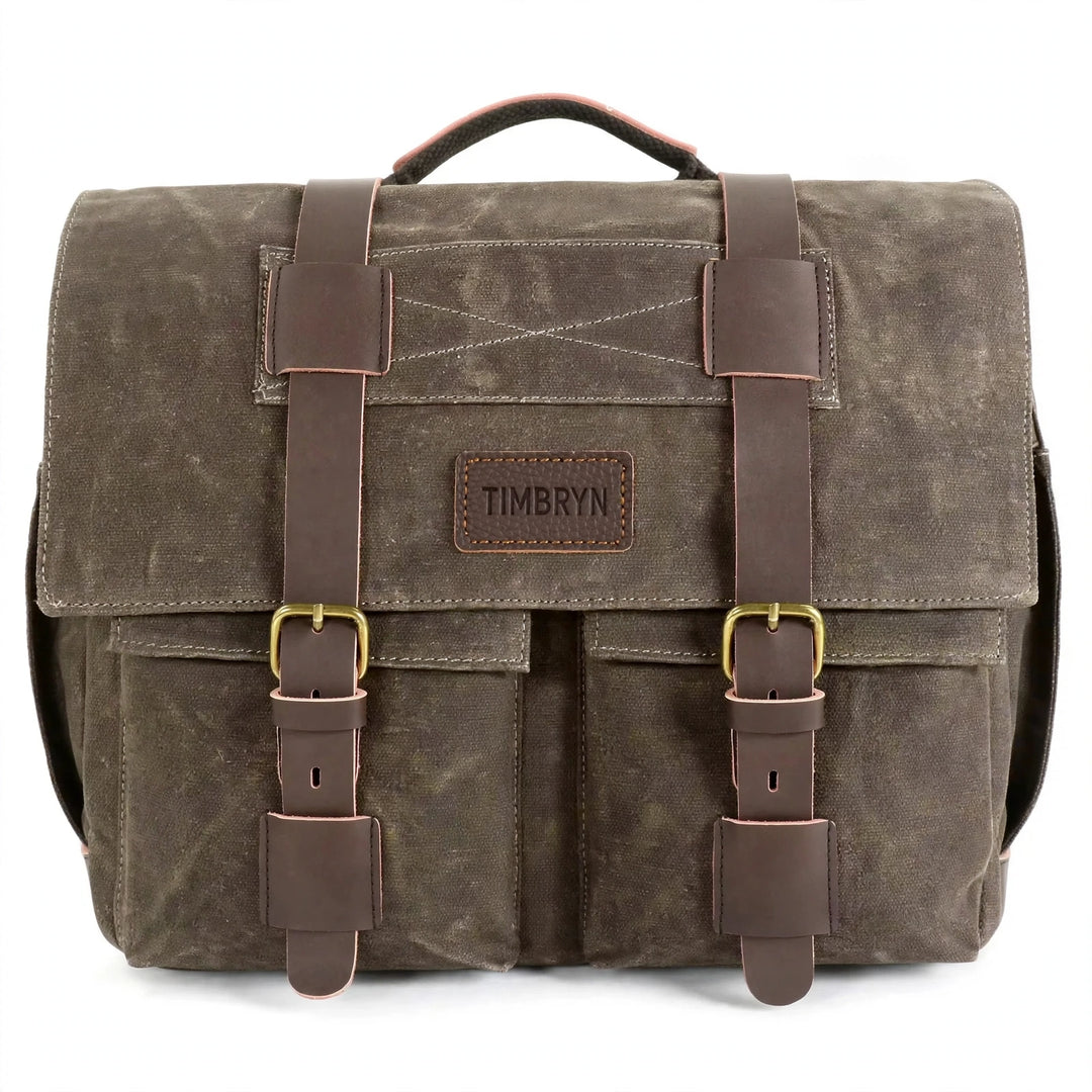 Waxed Canvas Messenger Bag – Vintage Laptop & Shoulder Bag for Work, Travel and Everyday Carry