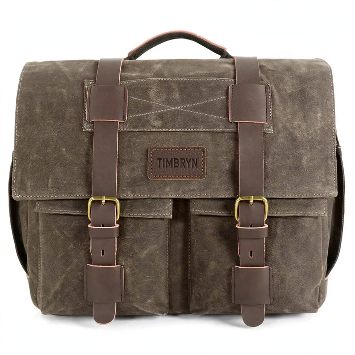 Waxed Canvas Messenger Bag – Vintage Laptop & Shoulder Bag for Work, Travel and Everyday Carry