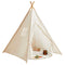 Large Foldable Kids Canvas Teepee Play Tent With Lights  ( White ) - Green Walnut Inc.