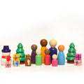 Rainbow Christmas Peg Doll Family Set - Green Walnut Inc.