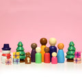 Rainbow Christmas Peg Doll Family Set - Green Walnut Inc.