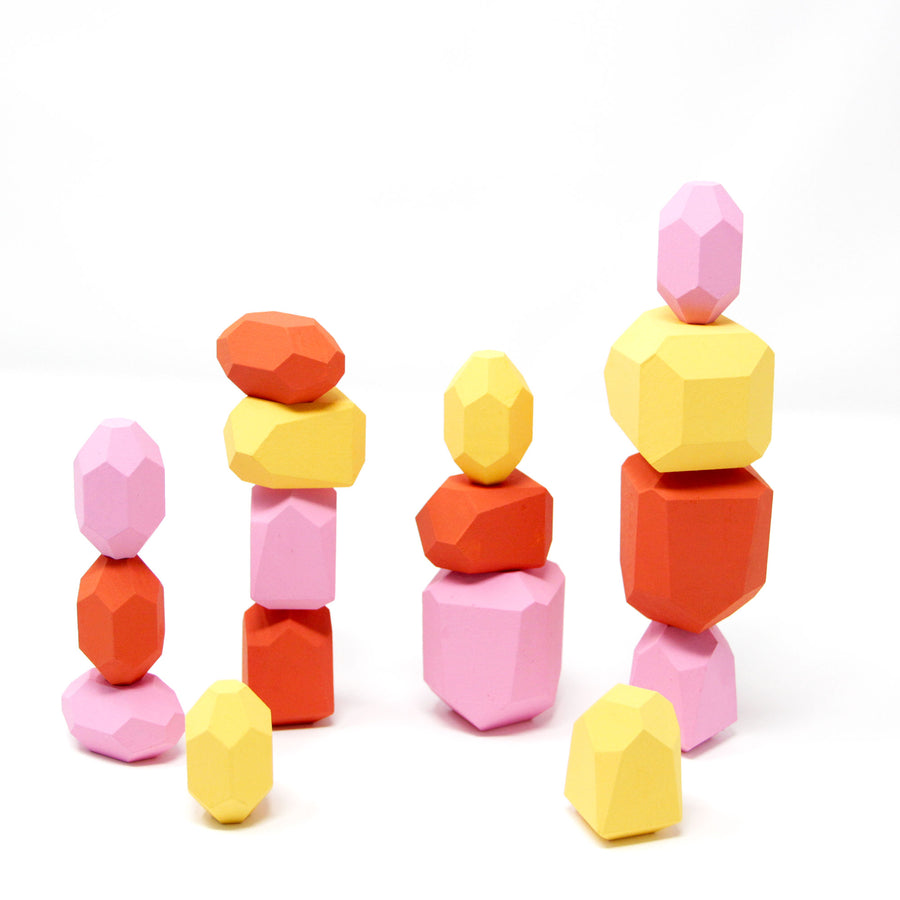 Balancing Wooden Blocks| Flamingo | Set of 16 - Green Walnut Inc.