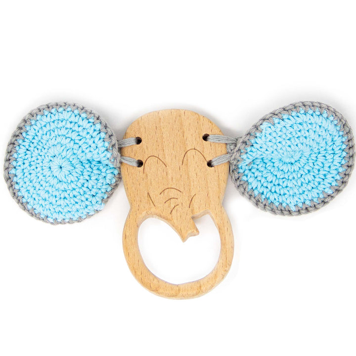 Wooden Elephant Crochet Teether & Rattle - Green Walnut Inc.