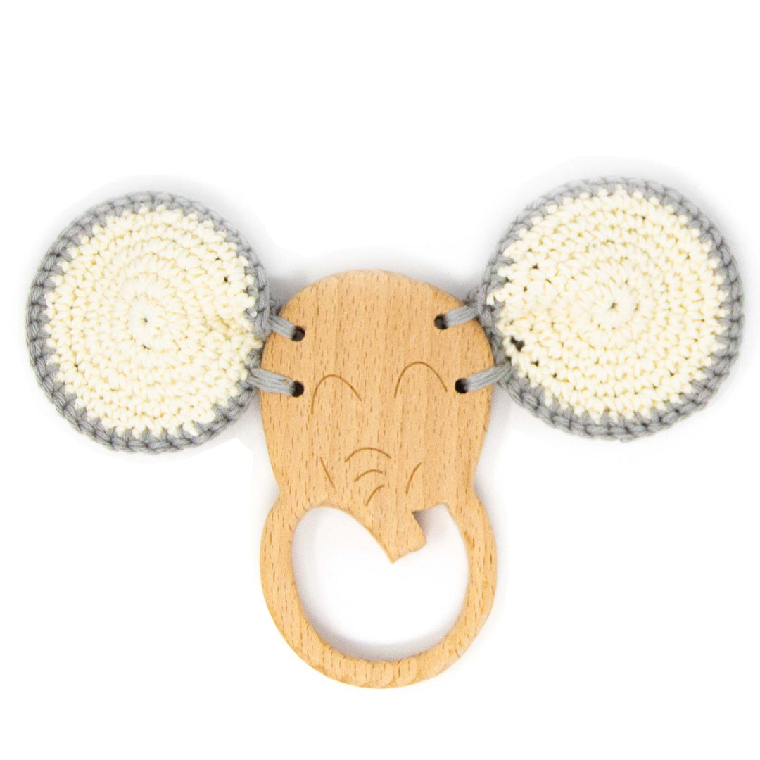 Wooden Elephant Crochet Teether & Rattle - Green Walnut Inc.