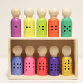 Number & Color Match Game - Hand Painted Peg Dolls - Green Walnut Inc.