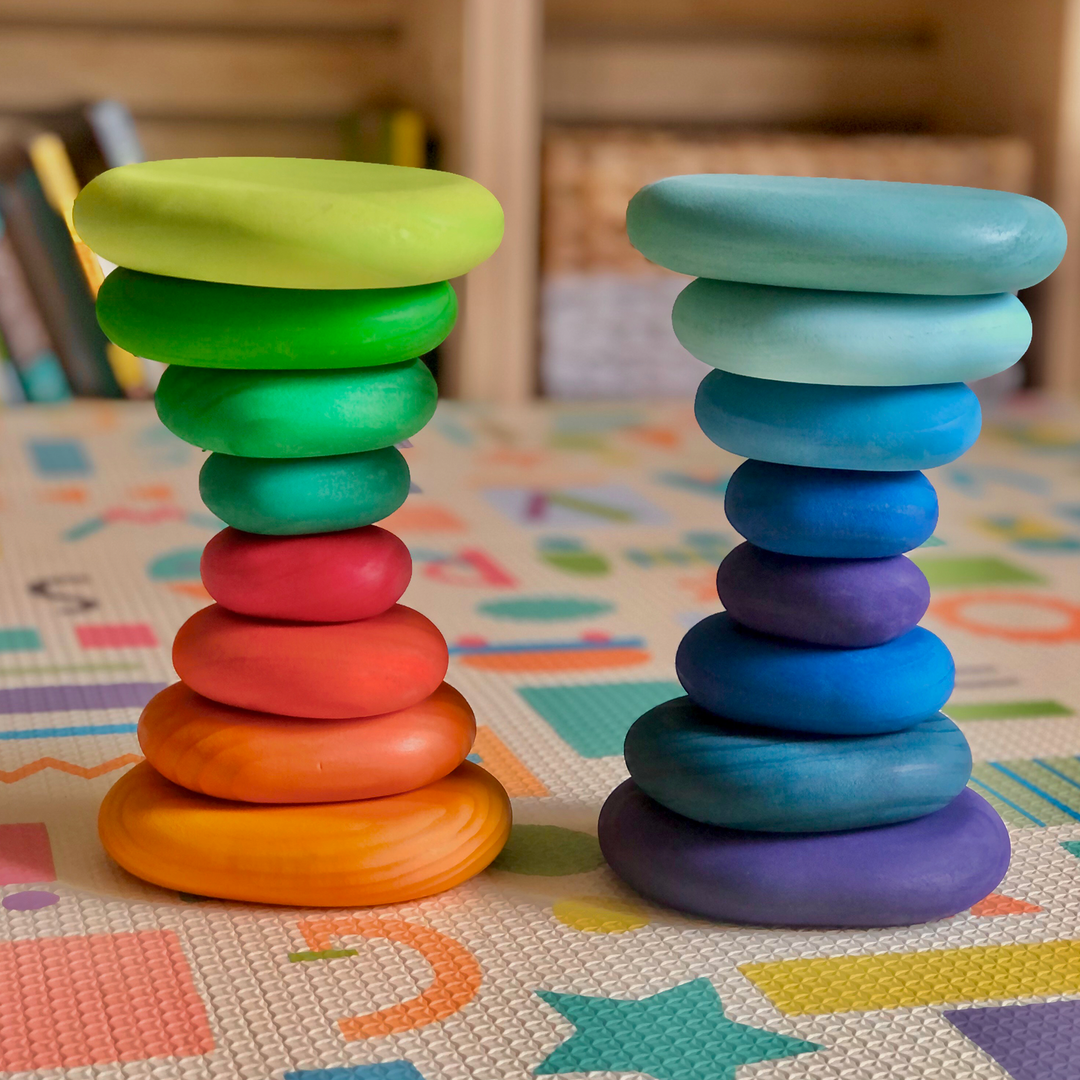Wooden Pebbles | Stacking Blocks | Green Walnut - Green Walnut Inc.