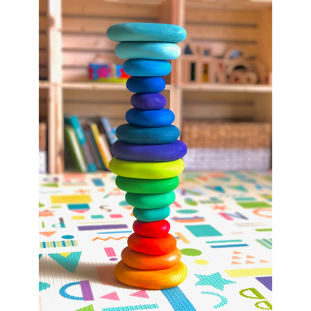 Wooden Pebbles | Stacking Blocks | Green Walnut - Green Walnut Inc.