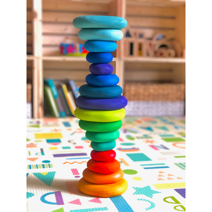 Wooden Pebbles | Stacking Blocks | Green Walnut - Green Walnut Inc.