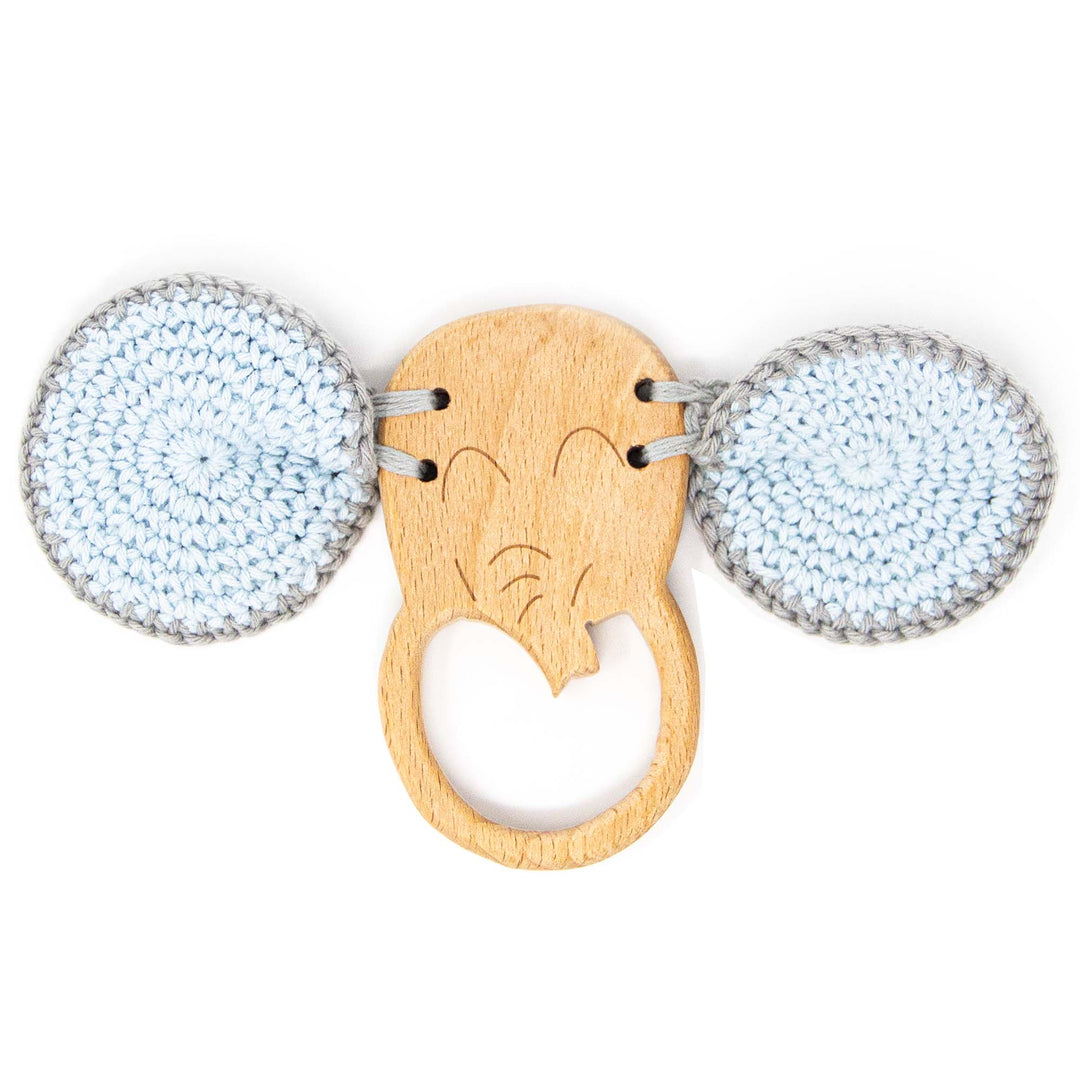 Wooden Elephant Crochet Teether & Rattle - Green Walnut Inc.