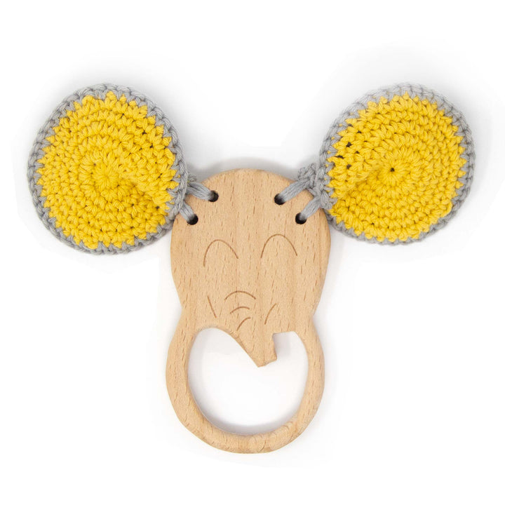 Wooden Elephant Crochet Teether & Rattle - Green Walnut Inc.