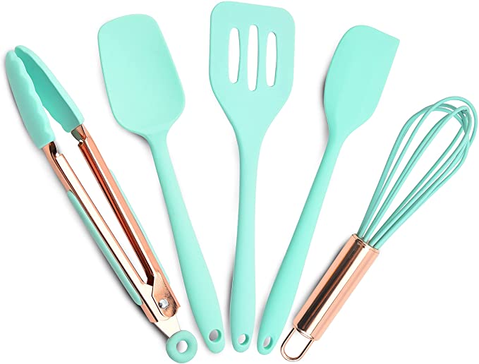 5 Piece Mini Silicone Kitchen Utensils Set - Green Walnut Inc.