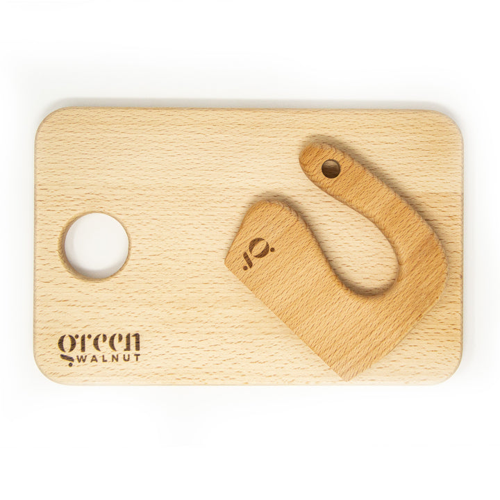 Kids Wooden Knife & Cutting Board | Safe Knife For Children | Wooden Cutter For Children ( Knife + Cutting Board) - Green Walnut Inc.