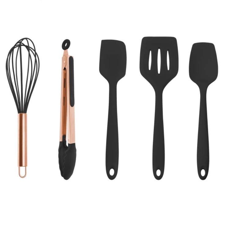 5 Piece Mini Silicone Kitchen Utensils Set - Green Walnut Inc.