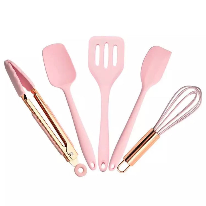 5 Piece Mini Silicone Kitchen Utensils Set - Green Walnut Inc.