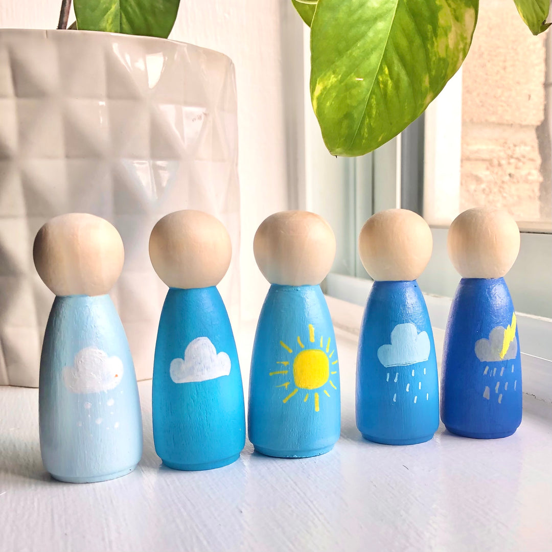 Weather Peg Doll Set - Hand Painted - Green Walnut Inc.