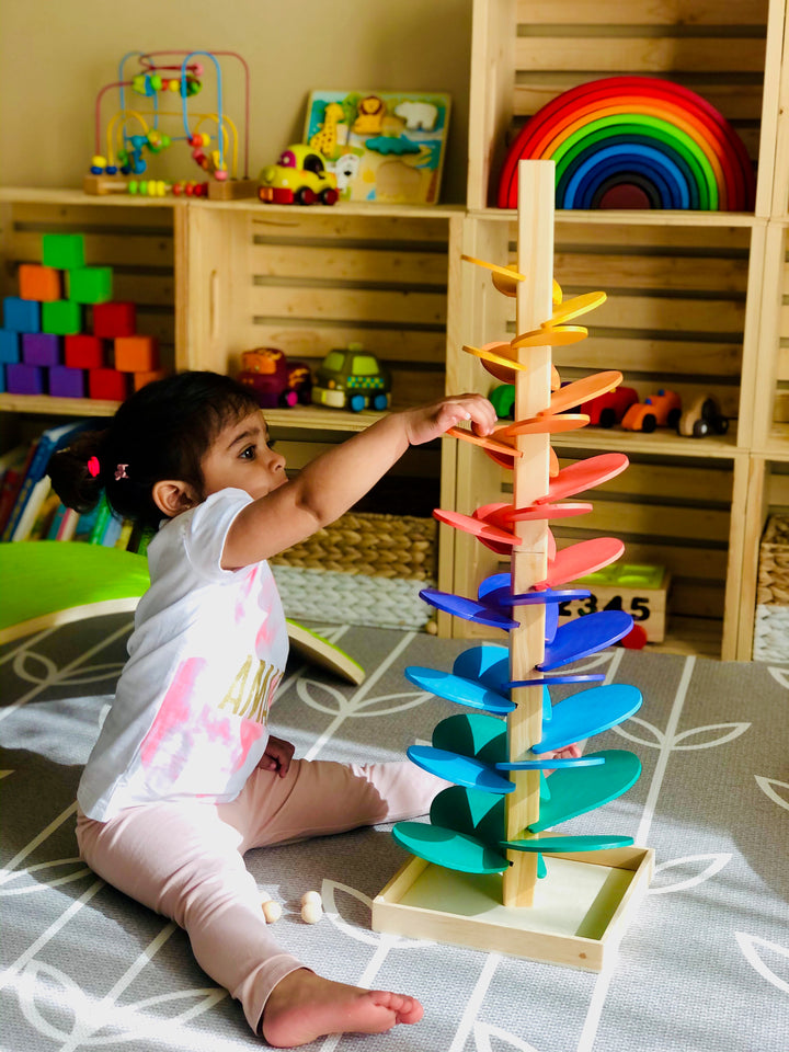 Large Wooden Marble Rainbow Tree Run - Green Walnut Inc.