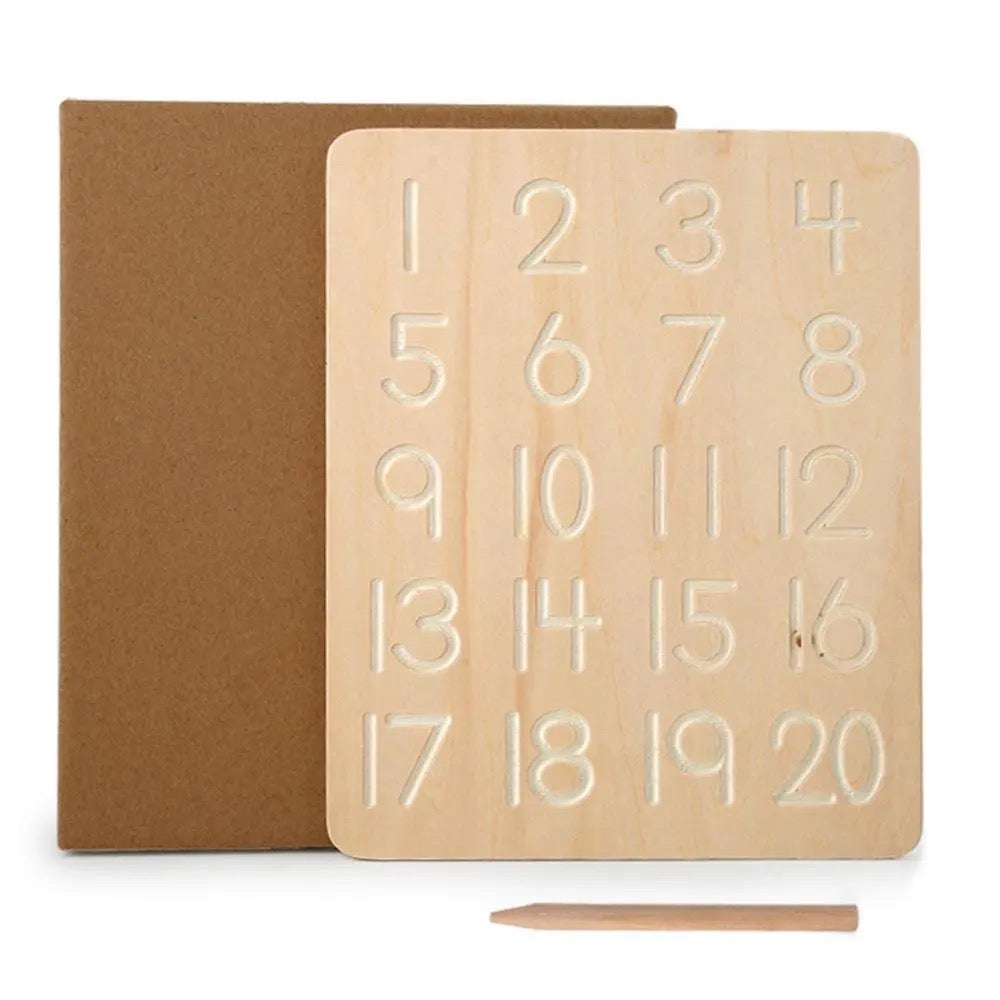 Wooden Alphabet & Number Tracing Board With Wooden Pen - Green Walnut Inc.