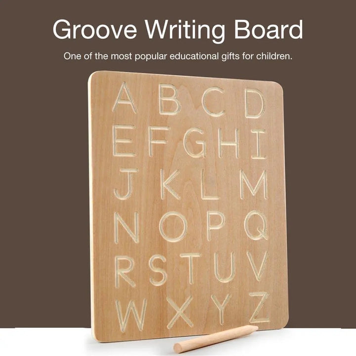 Wooden Alphabet & Number Tracing Board With Wooden Pen - Green Walnut Inc.