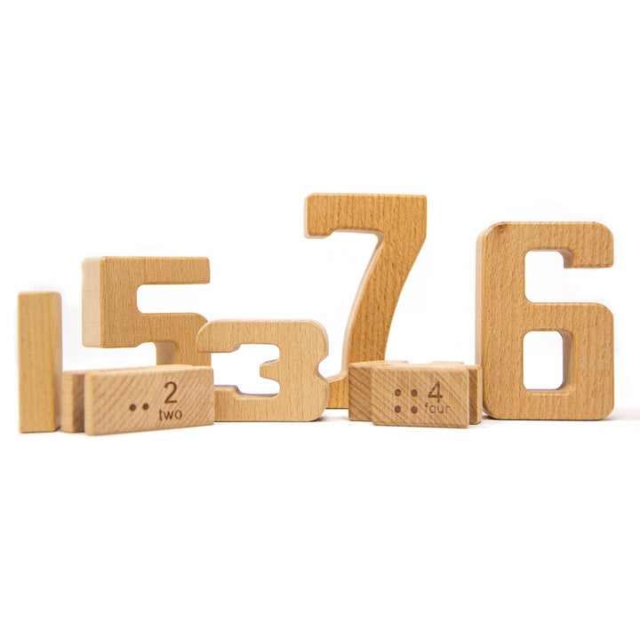 Large Wooden Natural Number Blocks / Digital Number Blocks - Green Walnut Inc.