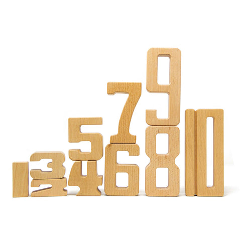 Large Wooden Natural Number Blocks / Digital Number Blocks - Green Walnut Inc.
