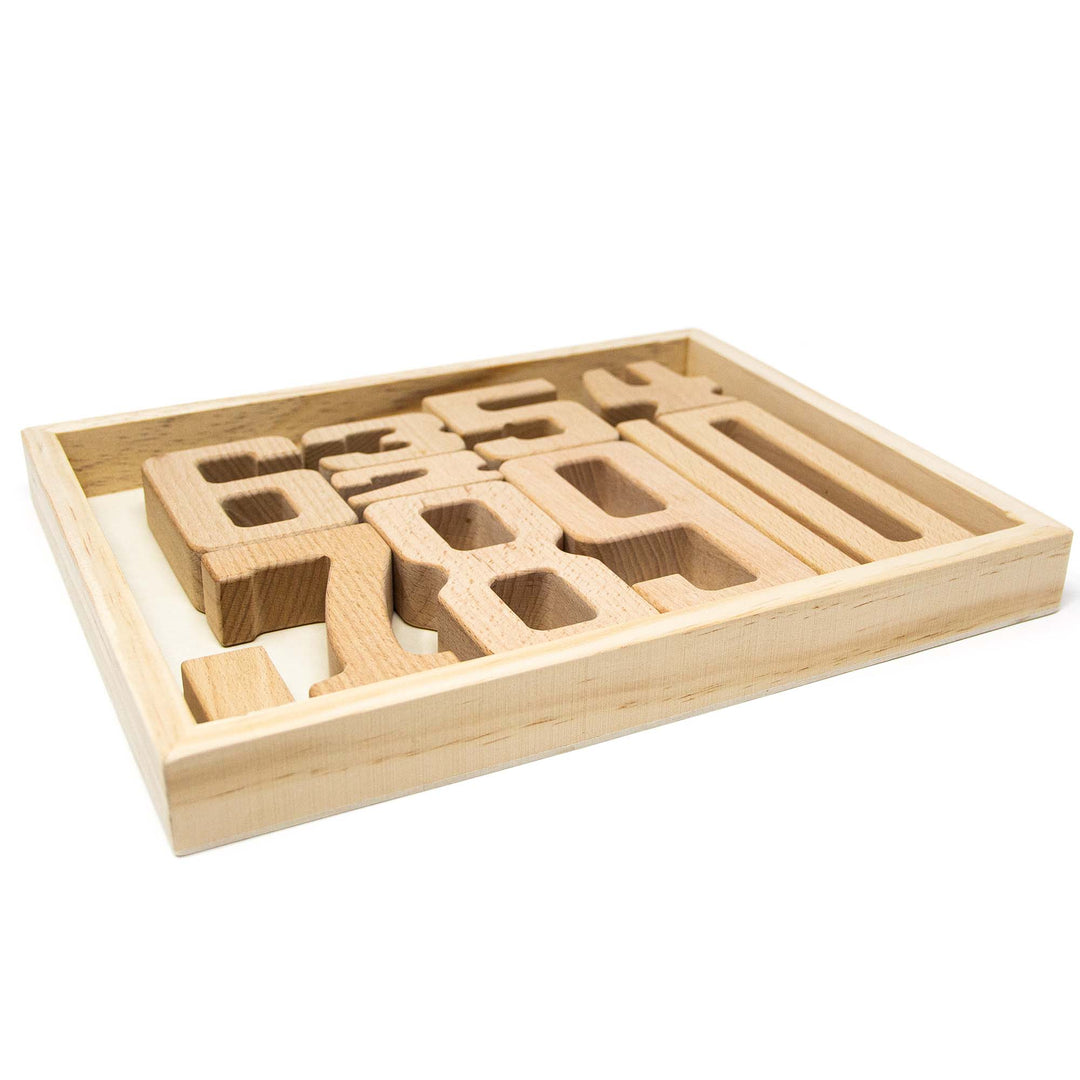 Large Wooden Natural Number Blocks / Digital Number Blocks - Green Walnut Inc.