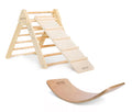 Set of 2 Wooden Pikler Triangle With Slide/Ramp & Balance Board - Green Walnut Inc.