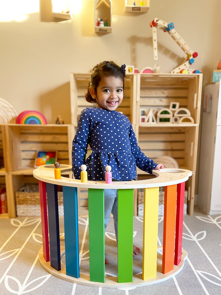 Green Walnut rainbow rocker, climbing arch, open ended toy