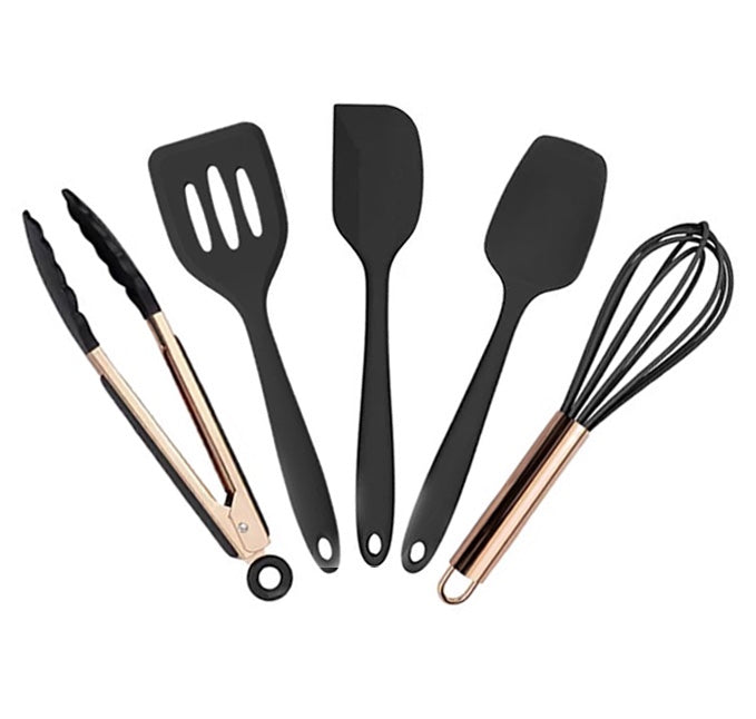 5 Piece Mini Silicone Kitchen Utensils Set - Green Walnut Inc.