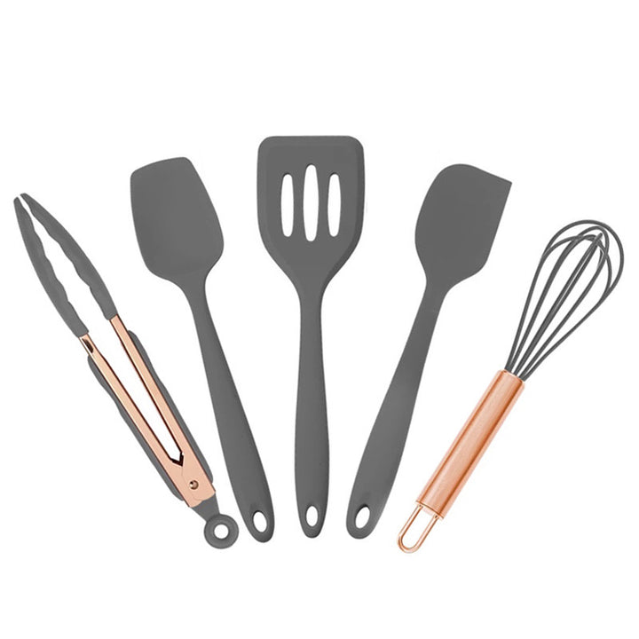 5 Piece Mini Silicone Kitchen Utensils Set - Green Walnut Inc.