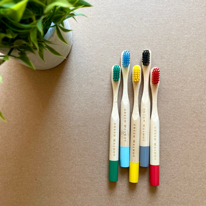 Kids - Bamboo Toothbrush - Set of 5 - Green Walnut Inc.