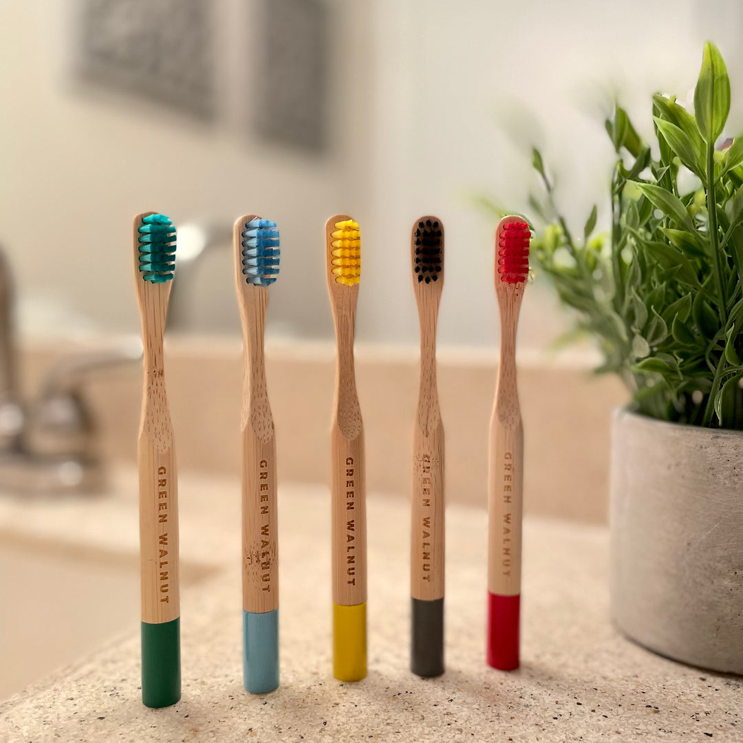 Kids - Bamboo Toothbrush - Set of 5 - Green Walnut Inc.